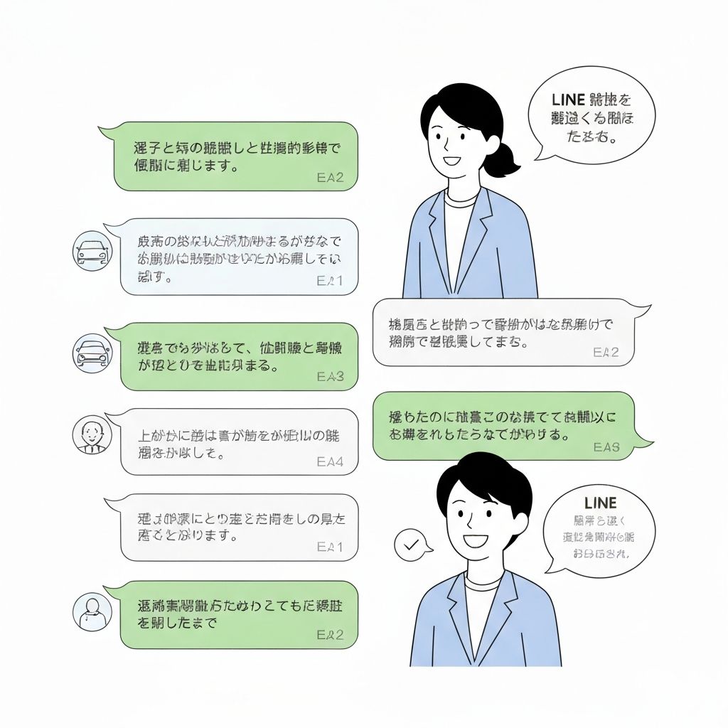 LINE画面イメージ、アフターケアの風景